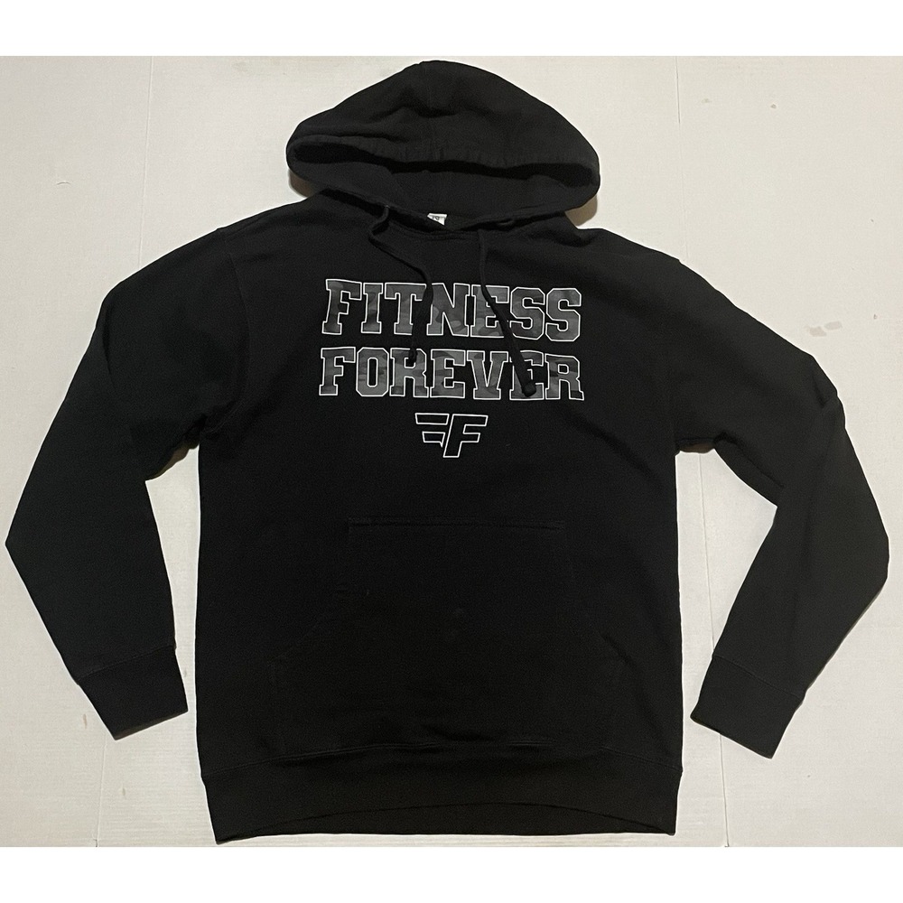 Independent Trading Co Hoodie Fitness Forever Black Pullover Sweatshirt Medium